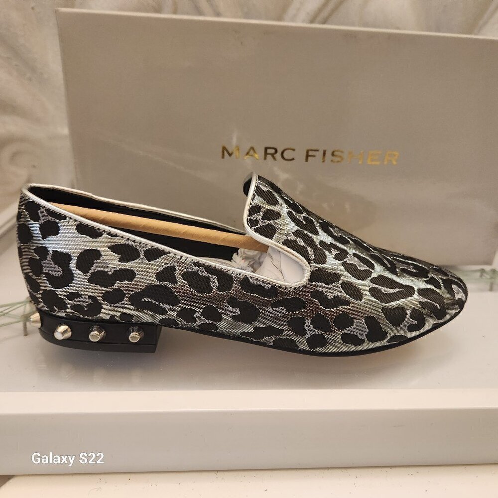 Marc Fisher Studded Slip-On Loafers Abree 3 Silver Multi. NIB. Size 5